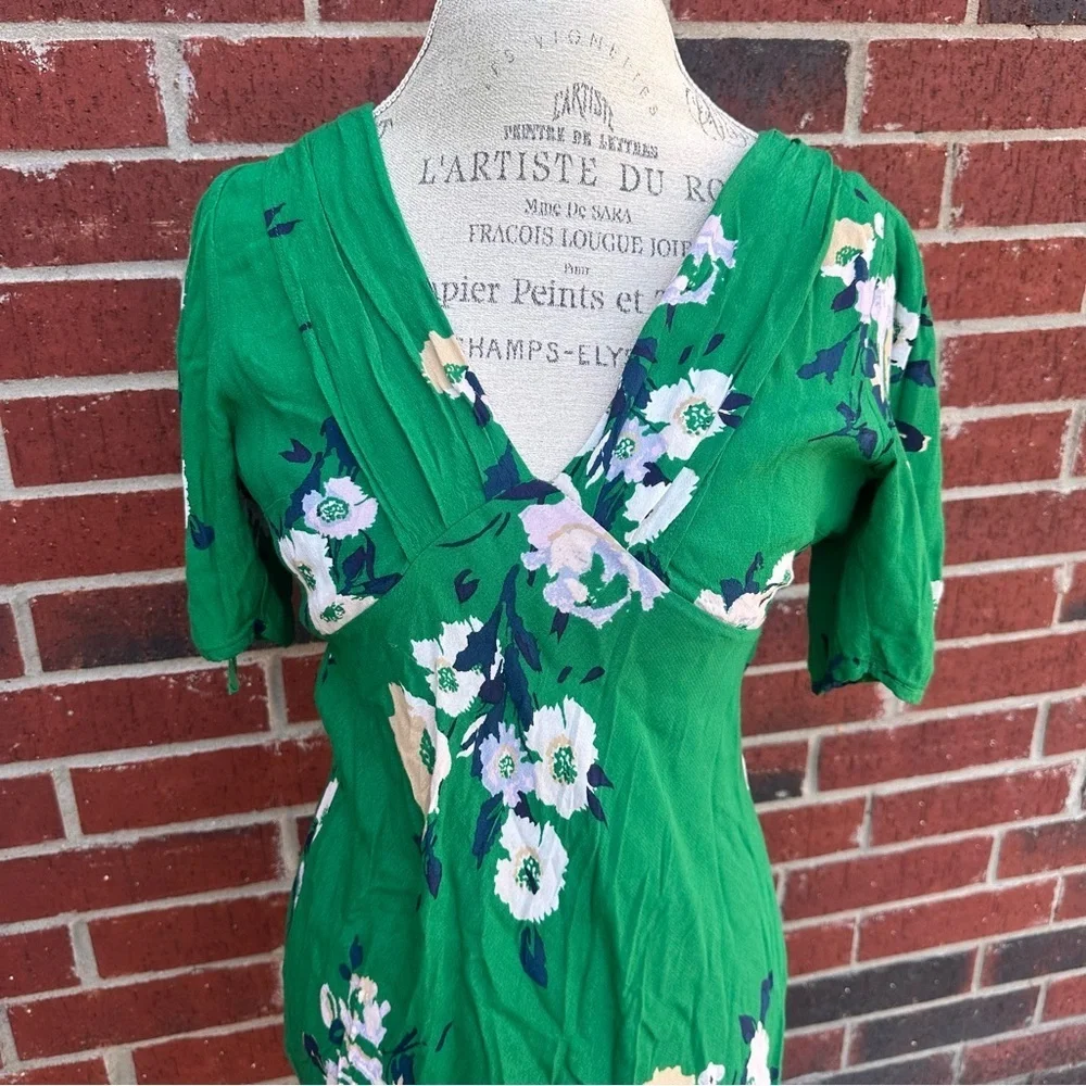Free People Green Floral Mini Dress   B11